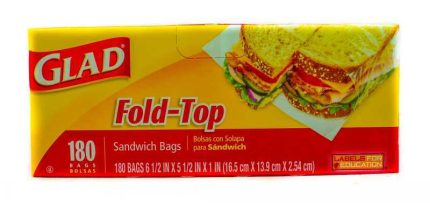GLAD SANDWICH FOLD-TOP BAGS 180'S