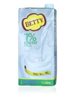 BETTY UHT 1% LOW FAT MILK 1LT