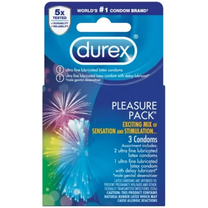 DUREX PLEASURE PACK LATEX CONDOMS 3'S