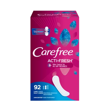 CAREFREE ACTI- FRESH LONG UNSCENTED PANTYLINERS 92'S